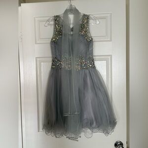 May Queen Silver Gown with Sequin Accents